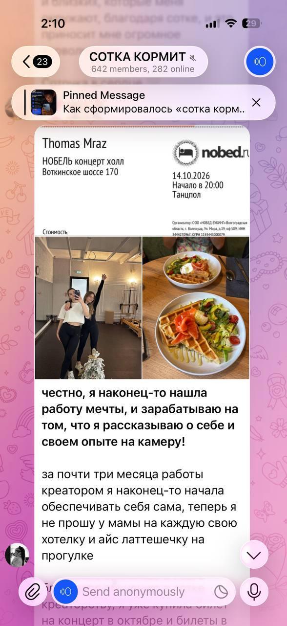 Билет на концерт и покупки